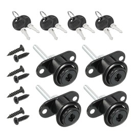PATIKIL 19mm Drawer Locks with Keys, 4 Pack Zinc Alloy Office Drawer Lock Keyed Different for Furniture Showcase Locker, Black