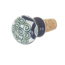 Blue Rose Polish Pottery Peacock Swirl Wine Cork