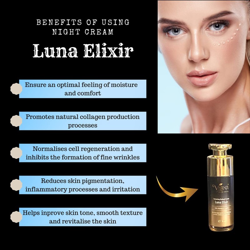 Vilana Natural Beauty Retinol Face Cream Luna Elixir Rejuvenating Night
