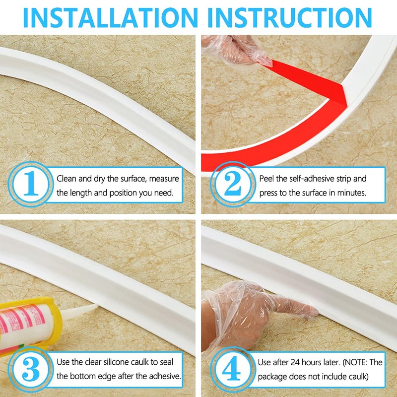 39 Inch Shower Threshold Water Dam Collapsible Bath Shower Barrier