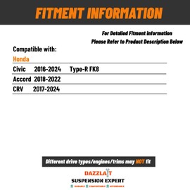 HD-14 Aluminium Adjustable Rear Camber Arms Left & Right, Set of 2, Compatible with Honda Civic 2016-2024丨Type-R FK8丨 Accord 2018-2022丨CRV 2017-2024, Rear Camber Control Arms