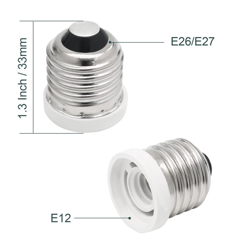 Qjaiune 6 Pack E26 to E12 Adapter, Medium to Candelabra
