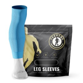 Tekkerz Mangas juveniles alternativas a los calcetines de fútbol, mangas de fútbol, rugby proporciona compresión y prevención de lesiones., Azul (Sky Blue), Small