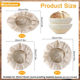 6 Pcs Bread Proofing Basket Cloth Liners, 3 Sizes Round Oval Bread Basket Liner Cloth, Breads Proofing Bowl Liners Baking Basket Liner Cover Fermentation Cloth for Bakery Home Breads Baking Supplies