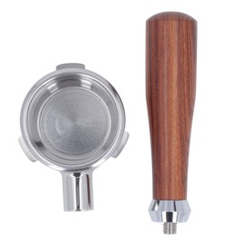 58mm Bottomless Portafilter Solid Wood Handle Stainless Steel Basket Detachable 3 Ear Coffee Portafilter for Barsetto Classic E Red Sour Branch