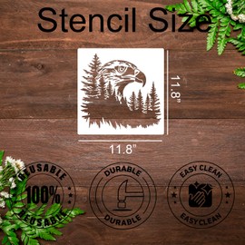 Animal Wood Burning Stencils for Painting 12” Eagle Stencil Wildlife Stencils for Crafts T-Shirt Fabric Wood DIY Decor