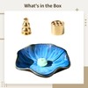 Ceramic Incense Cones Holder, Lotus Leaf Tray with Flower Incense