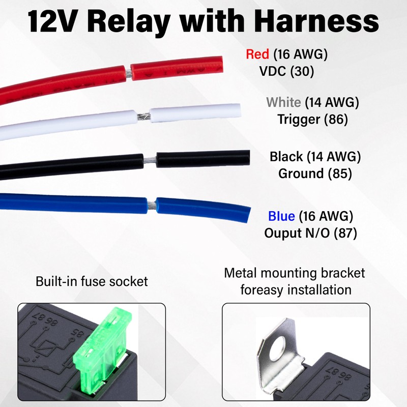 Sixzoo 3 PCS 4-Pin 12V Fuse Relay Switch Harness Set,
