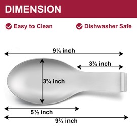 Spoon Rest, E-far Stainless Steel Spoon Ladle Holder Spatula Rest for Kitchen Stove Top, Large Size & Dishwasher Safe