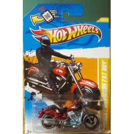 Hot Wheels Harley Davidson Fat Boy Motorcycle Red 1:64 Metal on Metal 2012