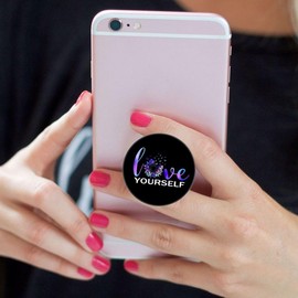 Vernigh (6 Pack Collapsible Cell Phone Grip for Smartphones,Mobile Expanding Cellphone Holder Kicktand for Phone - Be Yourself Heart Quote