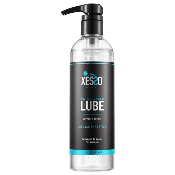 XESSO Water-Based Lube 16 fl oz, All Natural & Hypoallergenic Without Glycerin & Parabens, Slippery Massage Gel for Women, Men and Couples. Made in US & Discreet Package