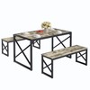 VECELO Kitchen Dining Table Set for 4, 55" Wood Rectangle