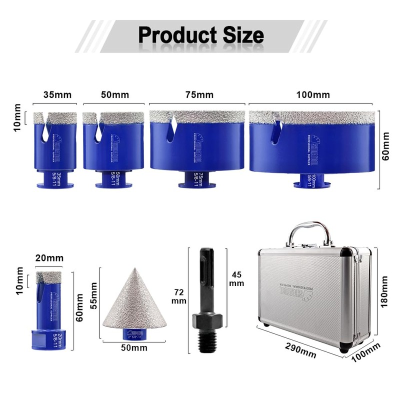 SHDIATOOL Diamond Drill Core Bits,Tile Drilling Core Hole Saw Cutter