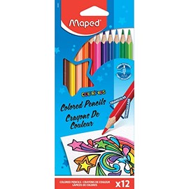 Maped Helix USA - Color'Peps Triangular Colored Pencils, 12-Pack - Ideal for Art Projects - Ergonomic Design - Vibrant Colors
