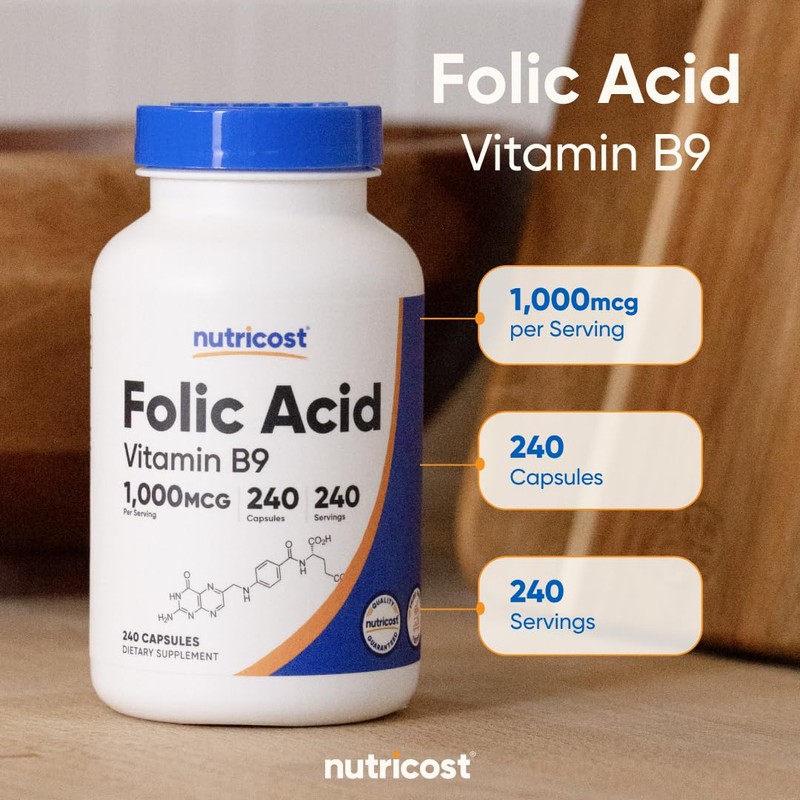Nutricost Folic Acid (Vitamin B9) 1000 mcg, 240 Capsules