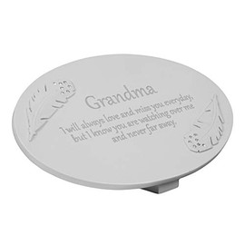 Juliana In Loving Memory 'Grandma' Memorial Graveside Plaque with Moulded Angel Feathers, Grave Gift Ornament