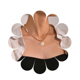 Allereya Vintage Shell Pendant Necklace Boho Pearl Choker Necklace Scallop Choker Necklace Gold Splice Curb Chain Necklace Jewelry for Women and Girls
