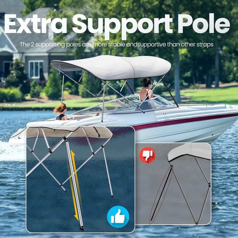 KING BIRD 3-4 Bow Bimini Boat Top Cover Sun Shade