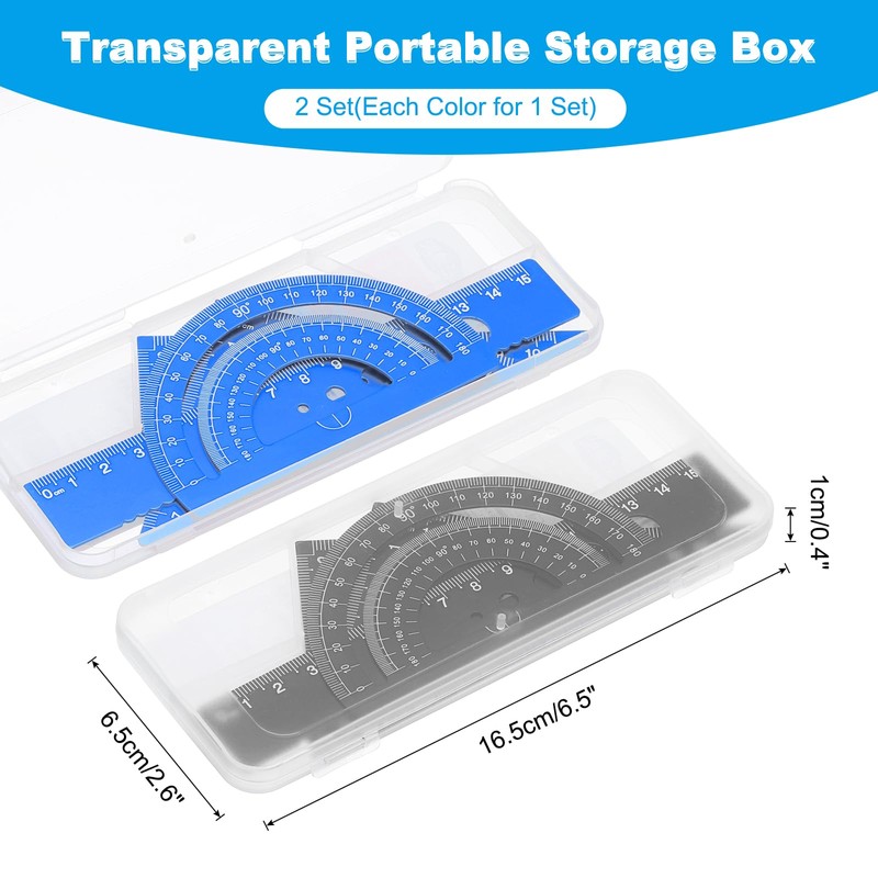 PATIKIL Triangular Ruler Set, 15cm Aluminum Metric Ruler 45°60° Triangular