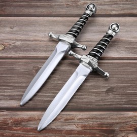 15" Fake Foam Swords Martial Arts Weapons, Realistic Dagger Knife Toy, Foam Short Sword Prop for Play Fighting and Assassins Costume Accessory
