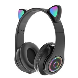 Cat Ear Bluetooth Headset Cute Stereo Adjustable Rechargeable Wireless Music Headset with Lights for Girls Boys