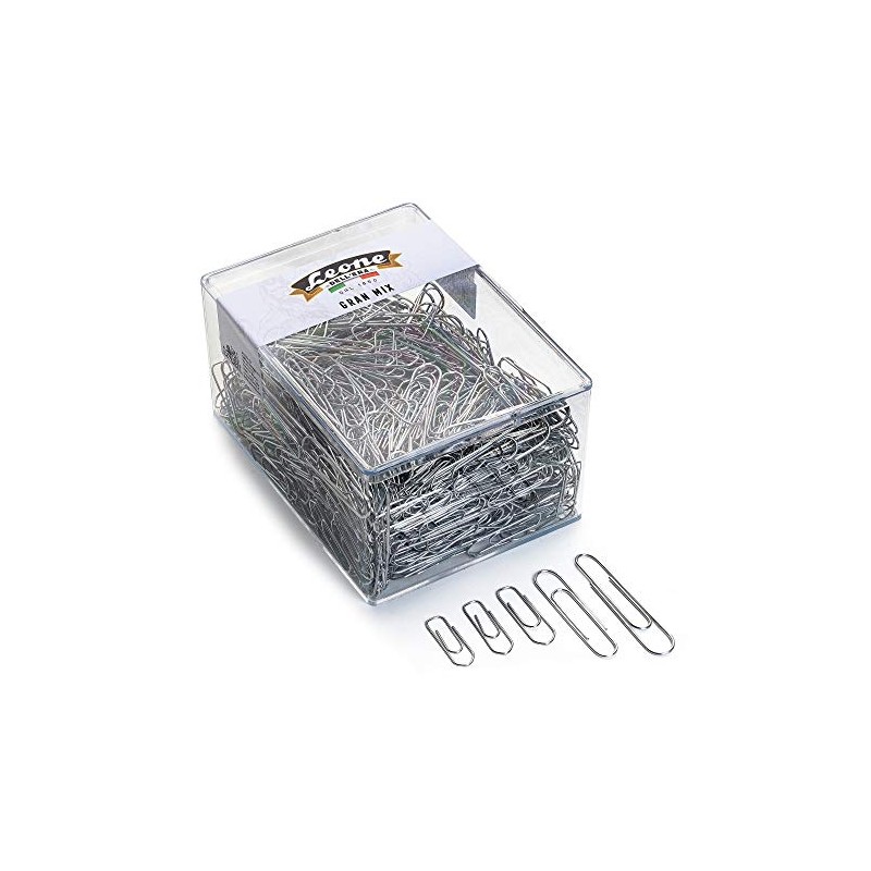 Leone Dell'Era FZ500GMIX Mixed Box of 500 Paperclips