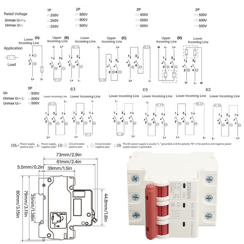 3P Miniature Circuit Breaker DIN Rail Mounted Short Circuit Protection