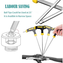 KEWAYO 5 PCS T Handle Allen Wrench Set, 2.5/3/4/5/6mm Bike Allen Hex Key Set with Ball End Screwdriver Hand Tool Kits for Bicycle Pedal Handlebar Disc Brake Mount Repair