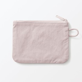 Muji 84475634 Wrinkle Nylon Flat Pouch, Pink, M, Approx. 7.5 x 5.3 inches (19 x 13.5 cm)