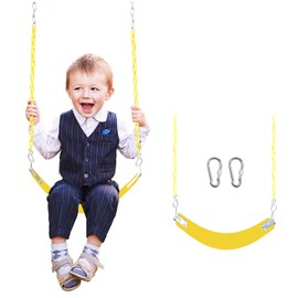 Swing Set for Kids with 66” Chain-Play Swing for Adults with Stainless Steel Mental Taiangle Ring-Suitable for Family Backyard-Play Swing Set (AB010002-7)
