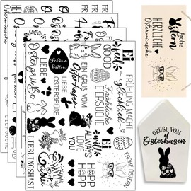 Hongma Easter Rub On Sticker Approx. A5 19 x 14 cm Large Format Transfers 4 Pieces Sayings for Raysin for Keraflott Furniture Glass Wood DIY Decorative Rub On Foil Rubons Sticker Easter Easter (Easter