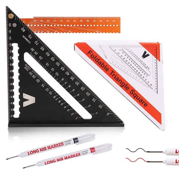 Zimmermann Square Adjustable Triangle Rulers Folding Aluminium Alloy Protractor Ruler