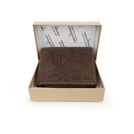 GREEN DEED Genuine Leather Men's Wallet - Large Leather Wallet - Wallet with Coin Compartment - Tri-Fold Wallet Men, Fallow Deer