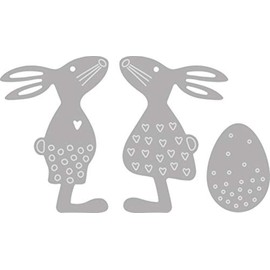 Rayher Easter Friends Cutting Dies Set of 3, Rabbits, 2.5 x 4.5, Egg 2.8 x 3.1 cm, for Paper Design, Card Making, Scrapbooking and Much More, Easter Embossing Stencil, Steel, 50149000