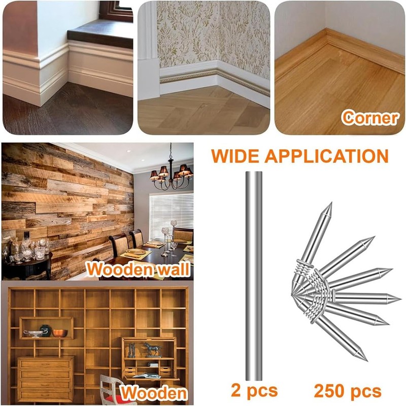 Daiilg 250Pcs Skirting Board Nails Double Skirting Thread Seamless Nail