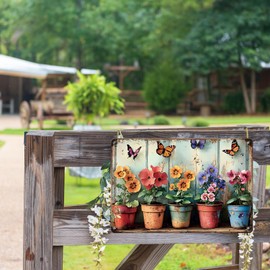 3D Metal Poster Vintage Tin Sign Retro 3D Visual Effect Design Wall Decor for Bar Cafe Restaurant Home Kitchen Bedroom Decoration Gift 8 x 12 Inches - 2D Flat Flowers & Butterflies