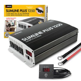 Wagan EL3732 1250W Slimline Plus AC to DC Power Inverter 1250 Watt TrueRated Continuous 2600 Watt Surge Power DC 12V to AC 110V Illuminated Display 2 AC Outlets and 2A USB Charging Port