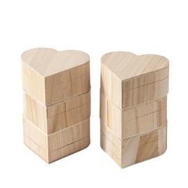 6 Piece Small Wooden Box Unfinished Wooden Treasure Box with Lids for DIY Crafts (5 x 4.7 x 2.5 inches)