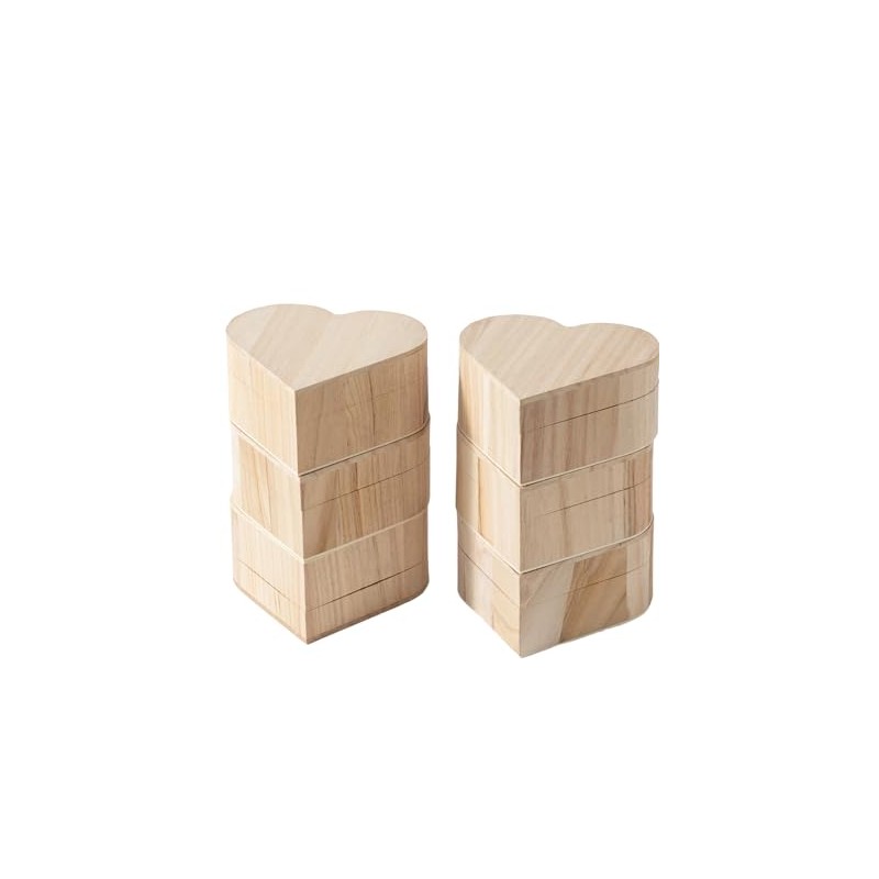 6 Piece Small Wooden Box Unfinished Wooden Treasure Box with