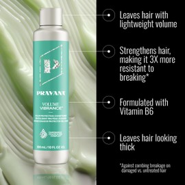 Pravana Volume Vibrance Conditioner | Adds Lightweight Volume, Lift & Fullness | For Fine, Color Treated Hair | Strengthens & Reduces Breakage | Chromasilk Enhances Shine & Protection | 10 Fl Oz