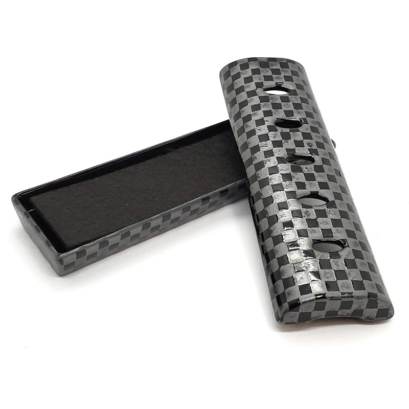 Lacquer Pludaku Ichimatsu/Black [Mino Ware] Horizontal Tube Incense Burner [Incense