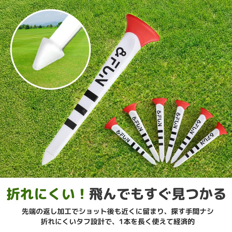&FUN Golf Tees, Long Tees, 3.1 inches (80 mm), Set