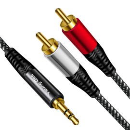 3.5mm to 2 RCA Audio Cable 50 ft,Yeung Qee Nylon Braided 3.5mm Male to 2RCA Male Stereo Audio Y Adapter cable AUX RCA Splitter Cord Compatible with Smartphones, MP3, Tablets, Speakers, HDTV (50FT/15M)