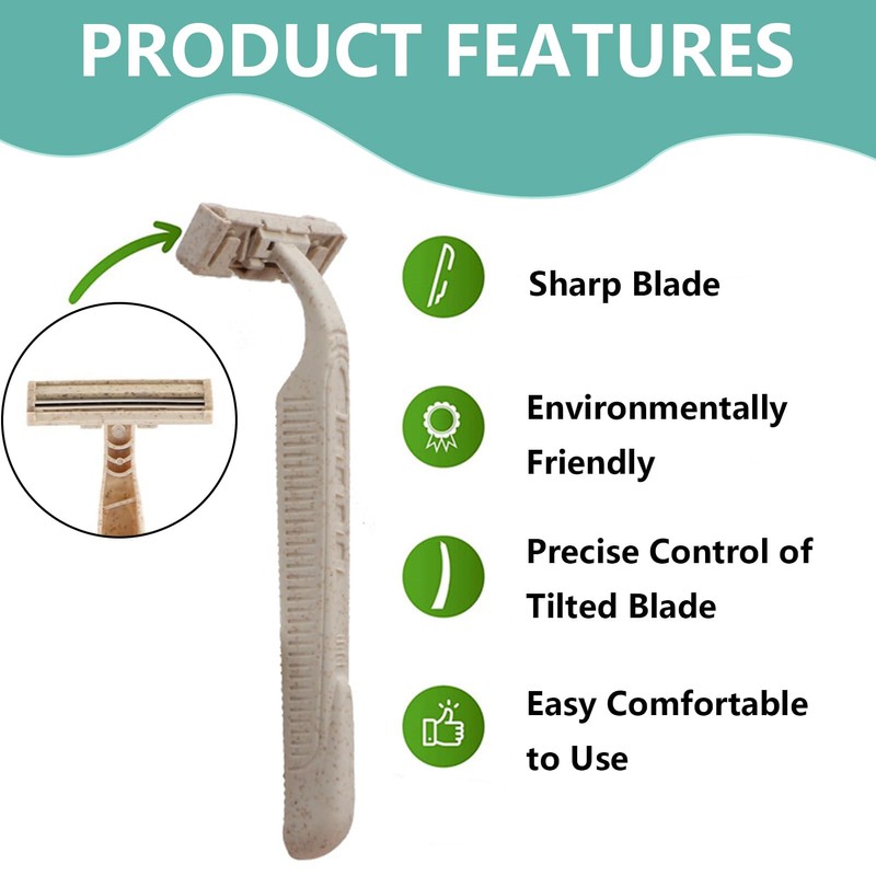 10PCS Disposable Razors, Wheatstraw Razors Biodegradable Single-Use Body and Face