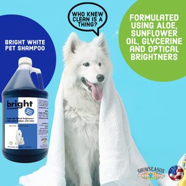 Bright White Pet Shampoo for Dogs and Cats 1 Gallon | Cruelty-Free | Paraben-Free | Biodegradable and Non-Toxic | Brightens All Coat Colors | Made in The USA