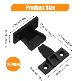 8 Pairs Press Fit Panel Clips Black Push in Plinth Fasteners Fittings Sturdy Furniture Panel Board Connector for DIY Cabinets Shelves Wardrobes