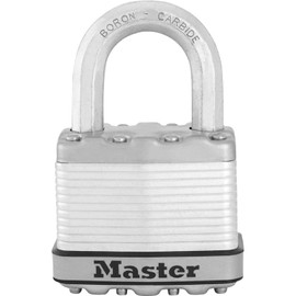 MASTER LOCK Heavy Duty Padlock [Key] [Laminated Steel] [Weatherproof] M5EURD - Best Used for Storage Units, Sheds, Garages, Fences