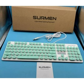 Surmen Keyboard Surmen V300 Light Green White Retro Version Wired Gaming for PC