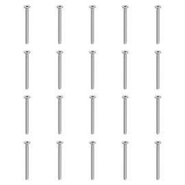 PATIKIL M5 x 60 mm Flat Head Socket Cap Screws, 20 Pack 304 Stainless Steel 18-8 Machine Screws Flat Countersunk Bolts Hex Socket Drive Full Thread Grade 6.8